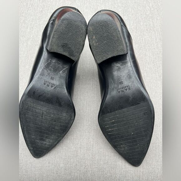 Zara Trafaluc black booties, pointy nose, deep side, cuts, great condition, 7.5 - Picture 9 of 9